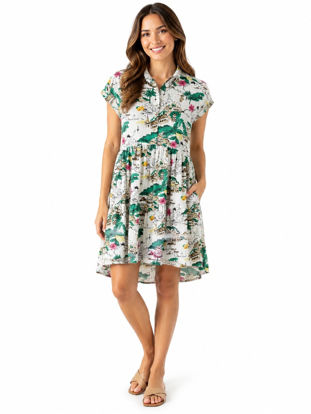 NWT Cynthia Rowley Tropical Linen Above-Knee Dress Women’s Size S